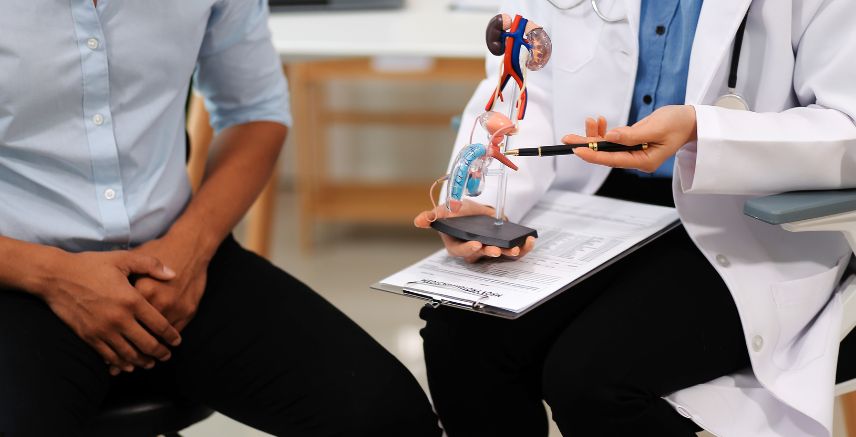 A patient talking to their doctor about prostate cancer.
